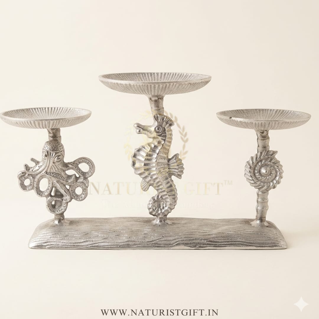 Oceanic Treasures Aluminum Triple Candle Stand