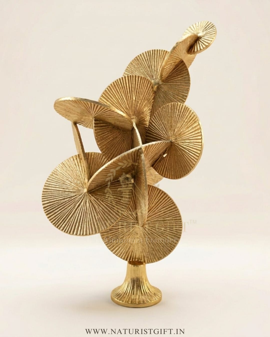 Gilded Horizon Abstract Metal Sculpture - Image 2