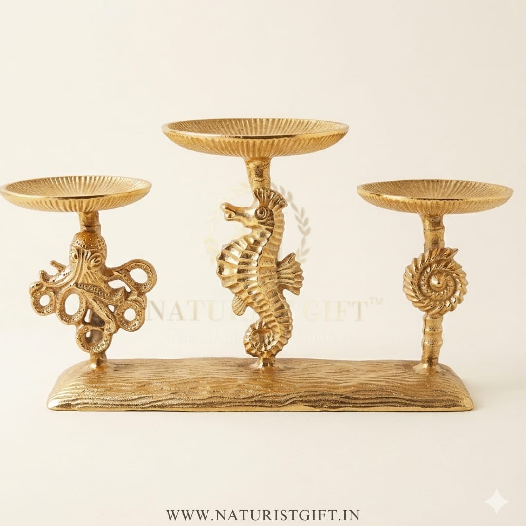 Oceanic Treasures Aluminum Triple Candle Stand - Image 2