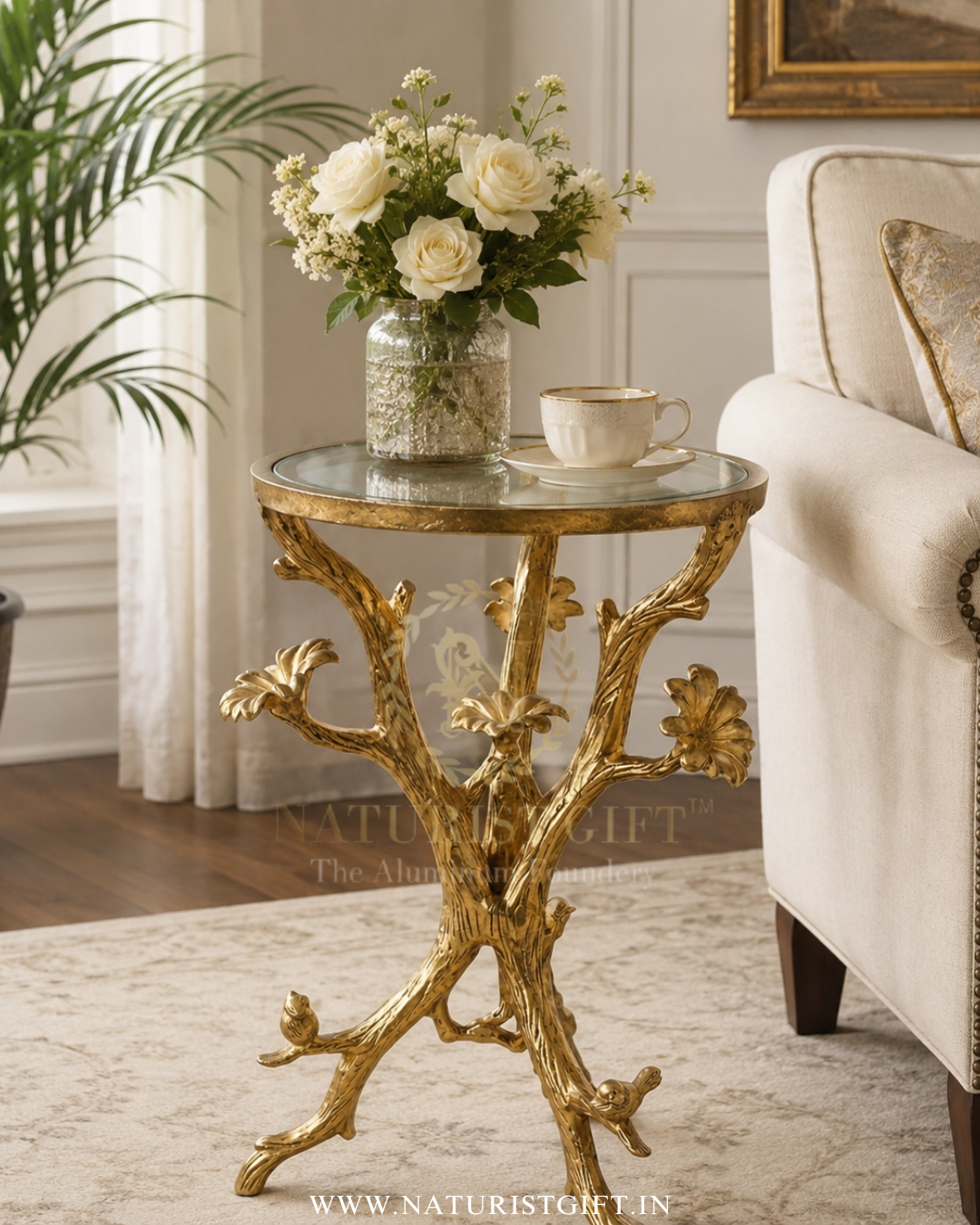 Luxury Golden Branch Side Table