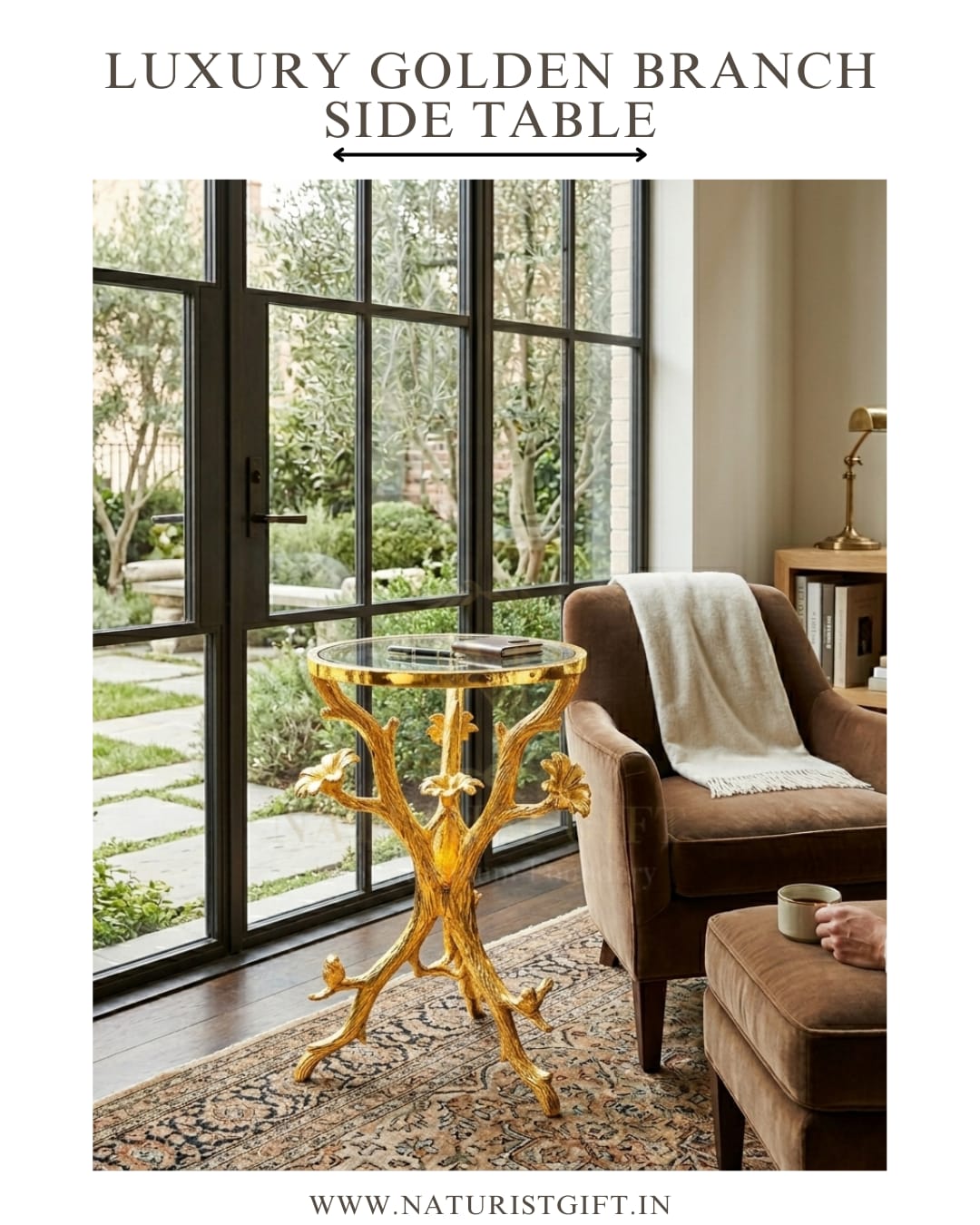 Luxury Golden Branch Side Table - Image 3