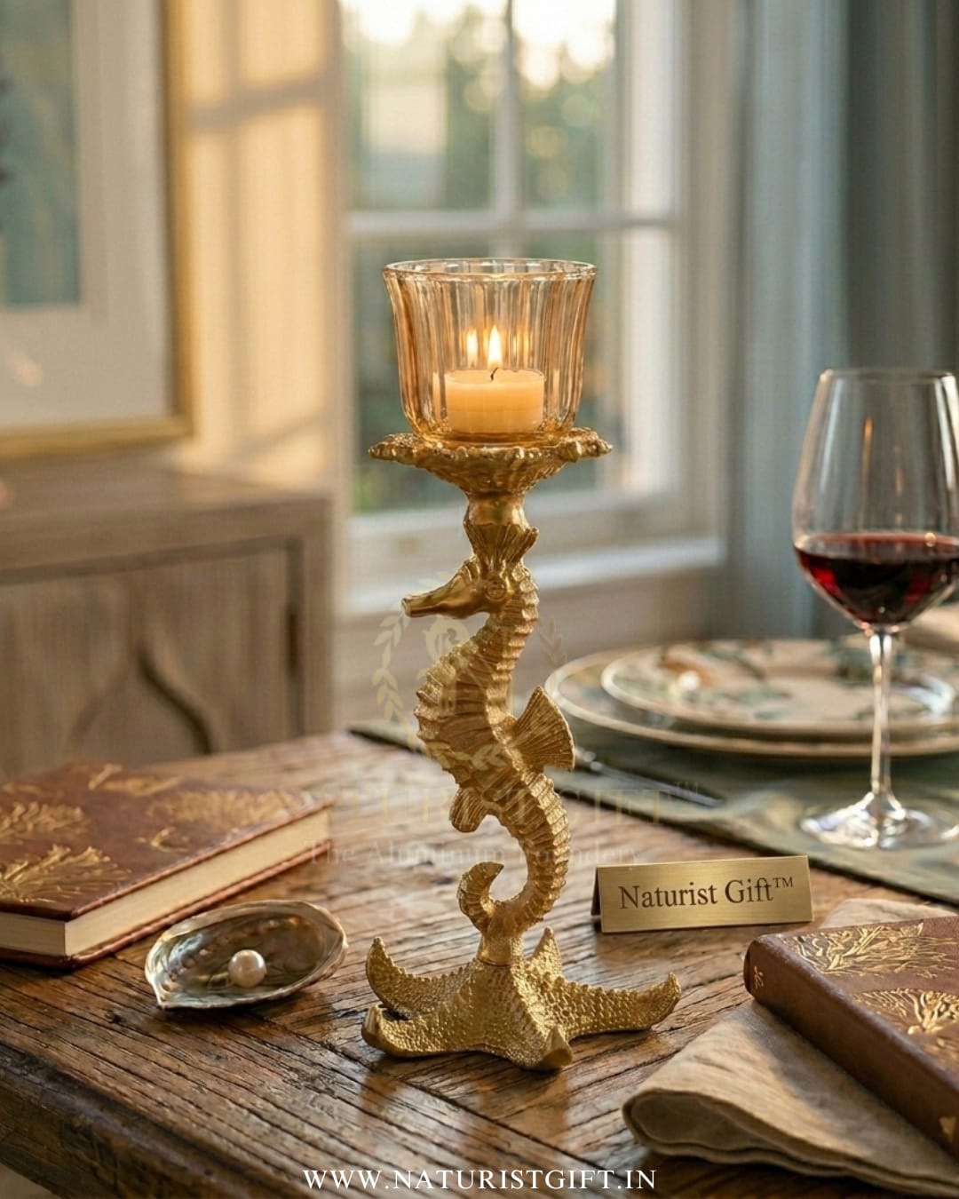 Elegant Seahorse Candleholder for Coastal Dining