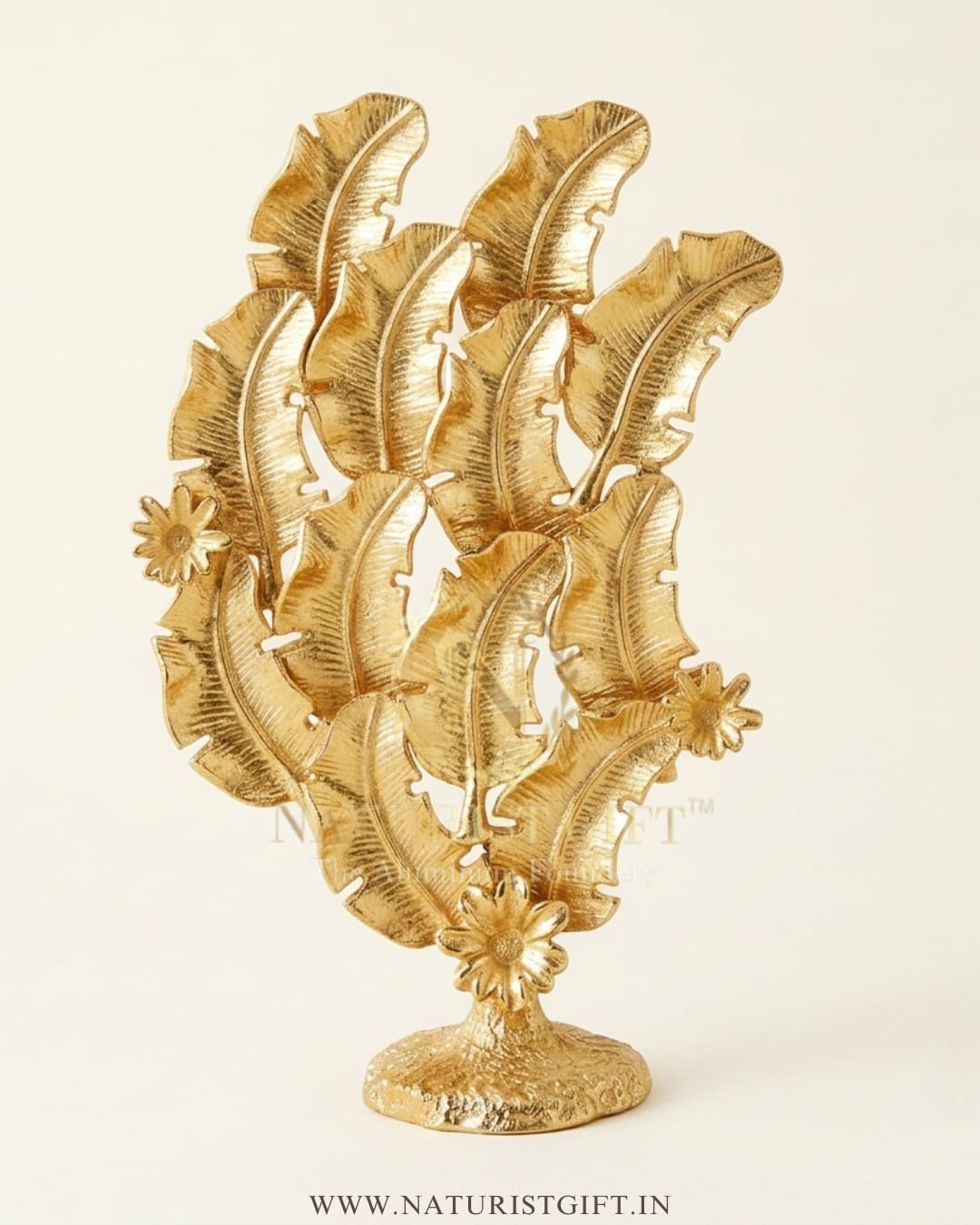 Golden Leaf Botanical Art Sculpture - Image 2