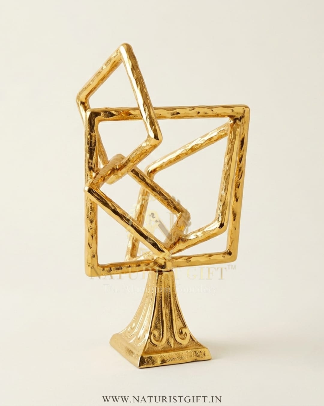 Golden Geometric Abstract Sculpture - Image 2
