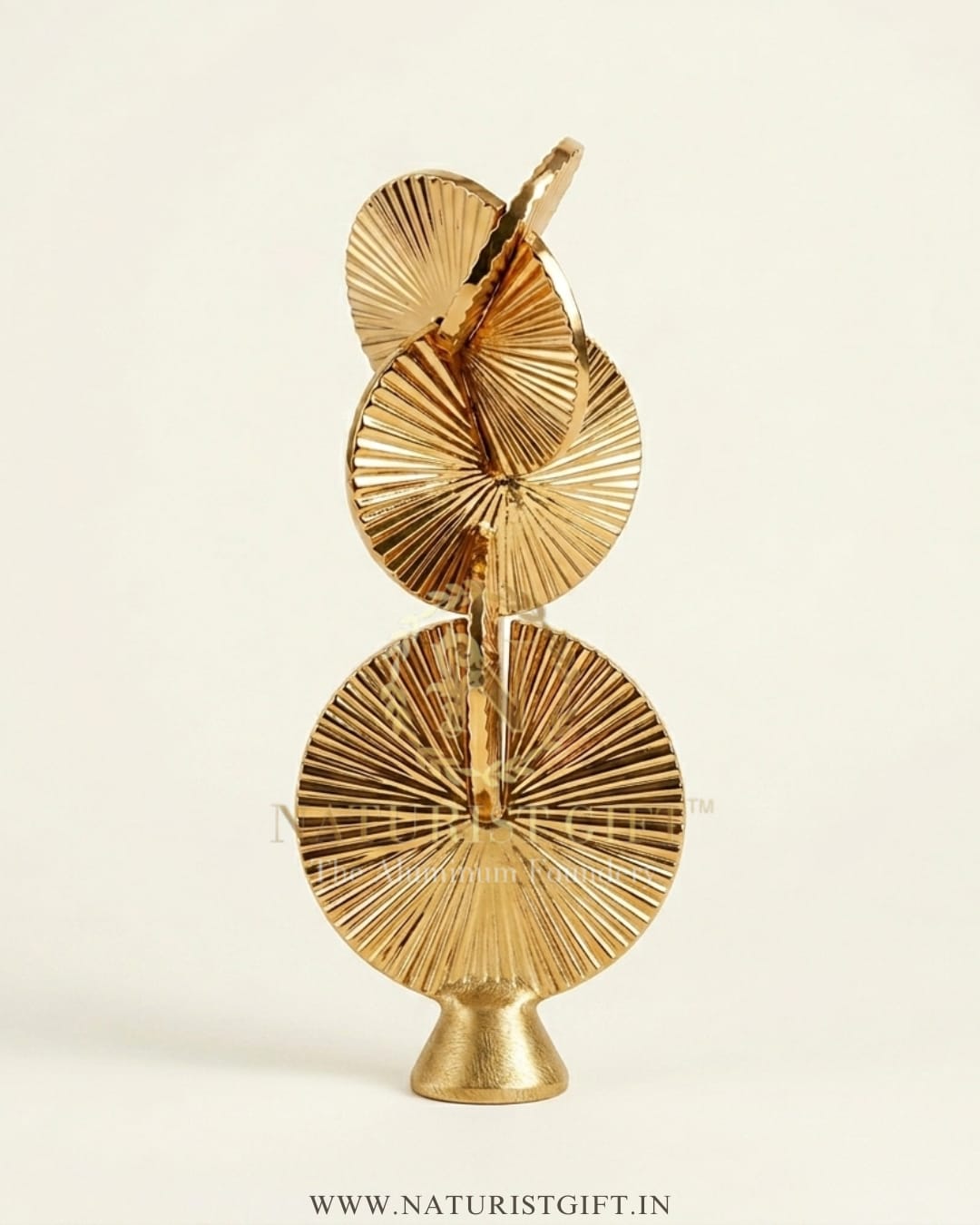 Sculptural Gold Sunburst Fan Table Decor - Image 2
