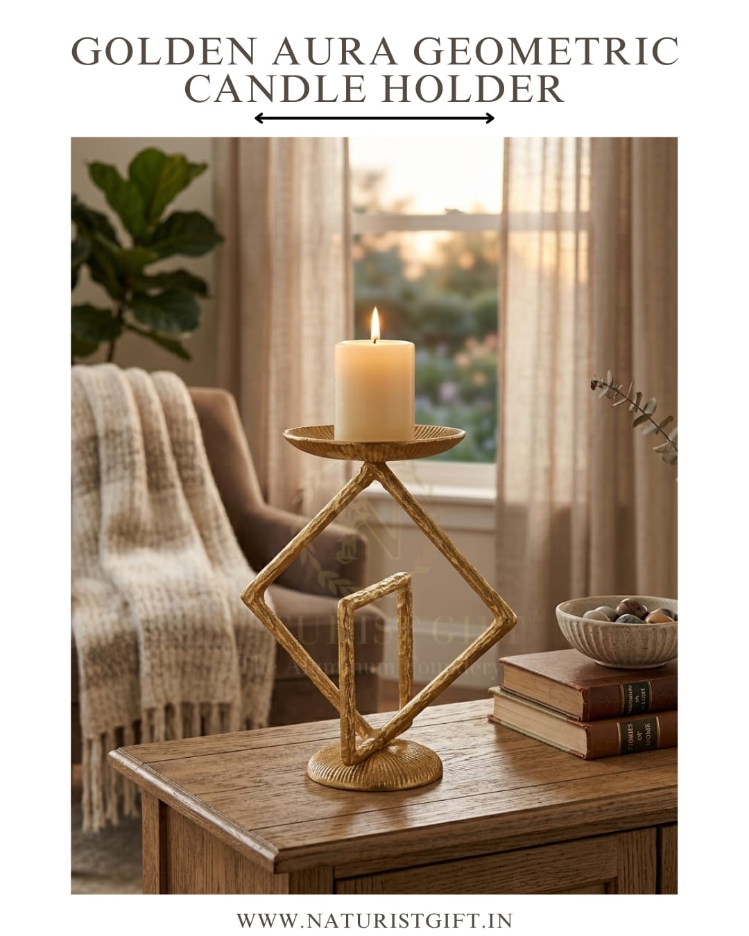 Golden Aura Geometric Candle Holder - Image 3