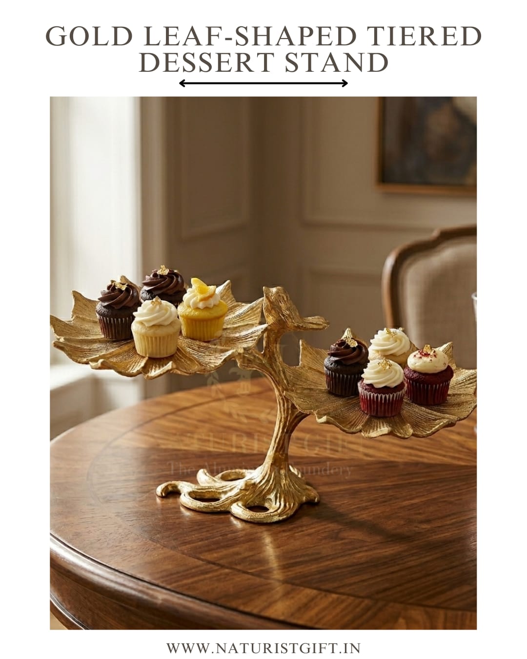 Gold Leaf-Shaped Tiered Dessert Stand - Image 3