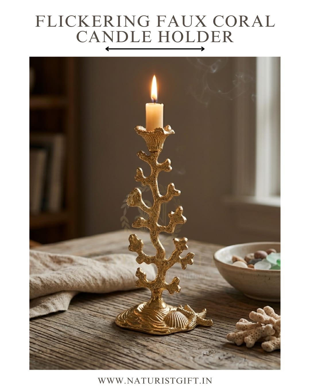 Flickering Faux Coral Candle Holder - Image 3