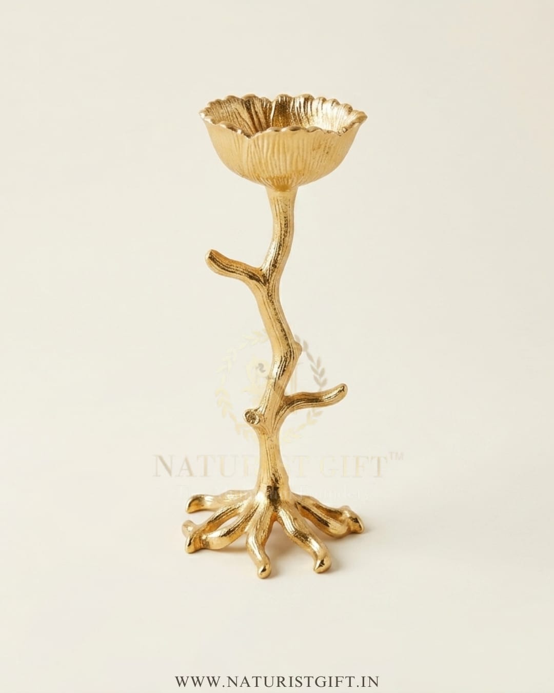 Stunning Golden Botanical Nut Bowl Stand - Image 2