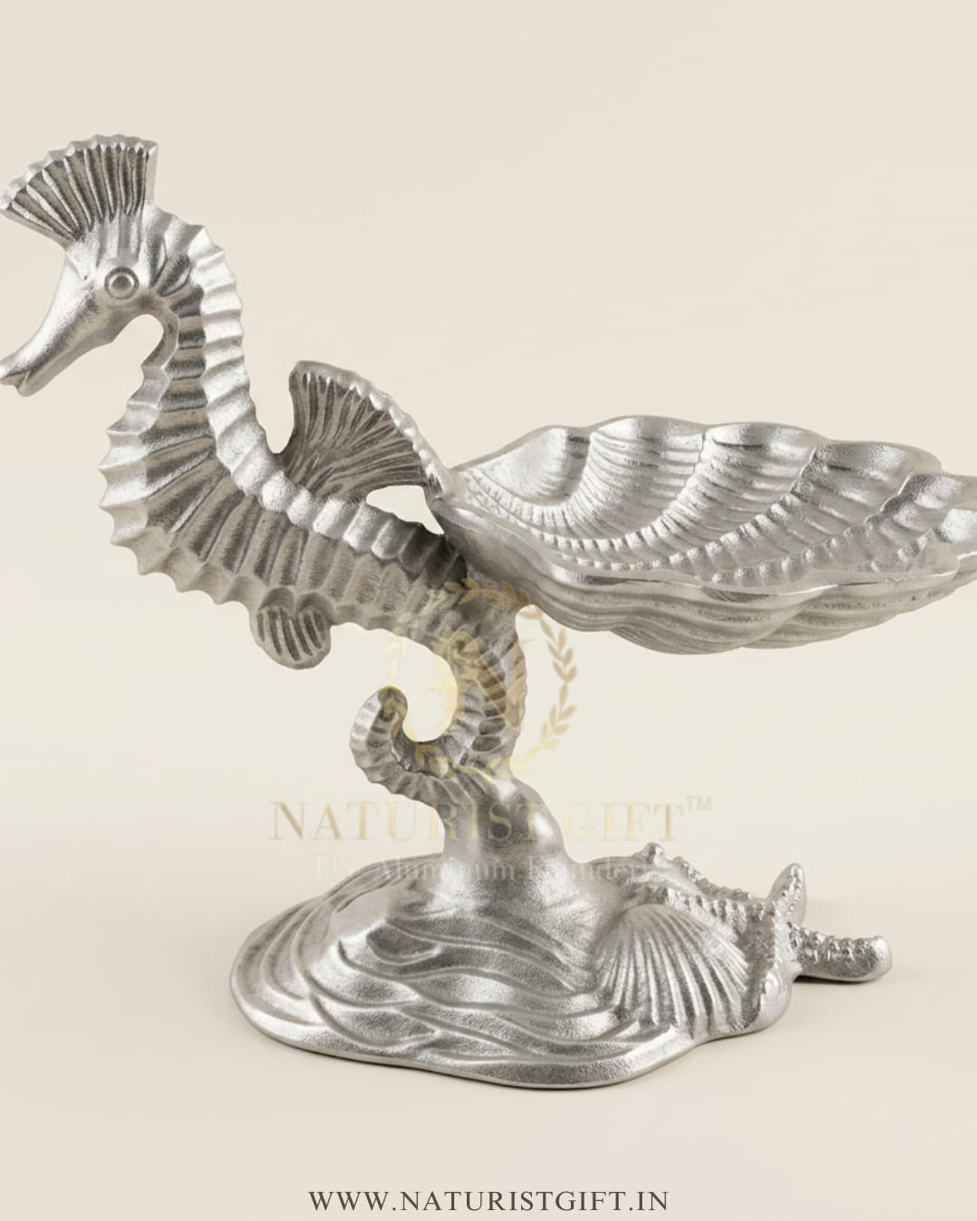 Elegant Seahorse & Shell Nut Serving Stand