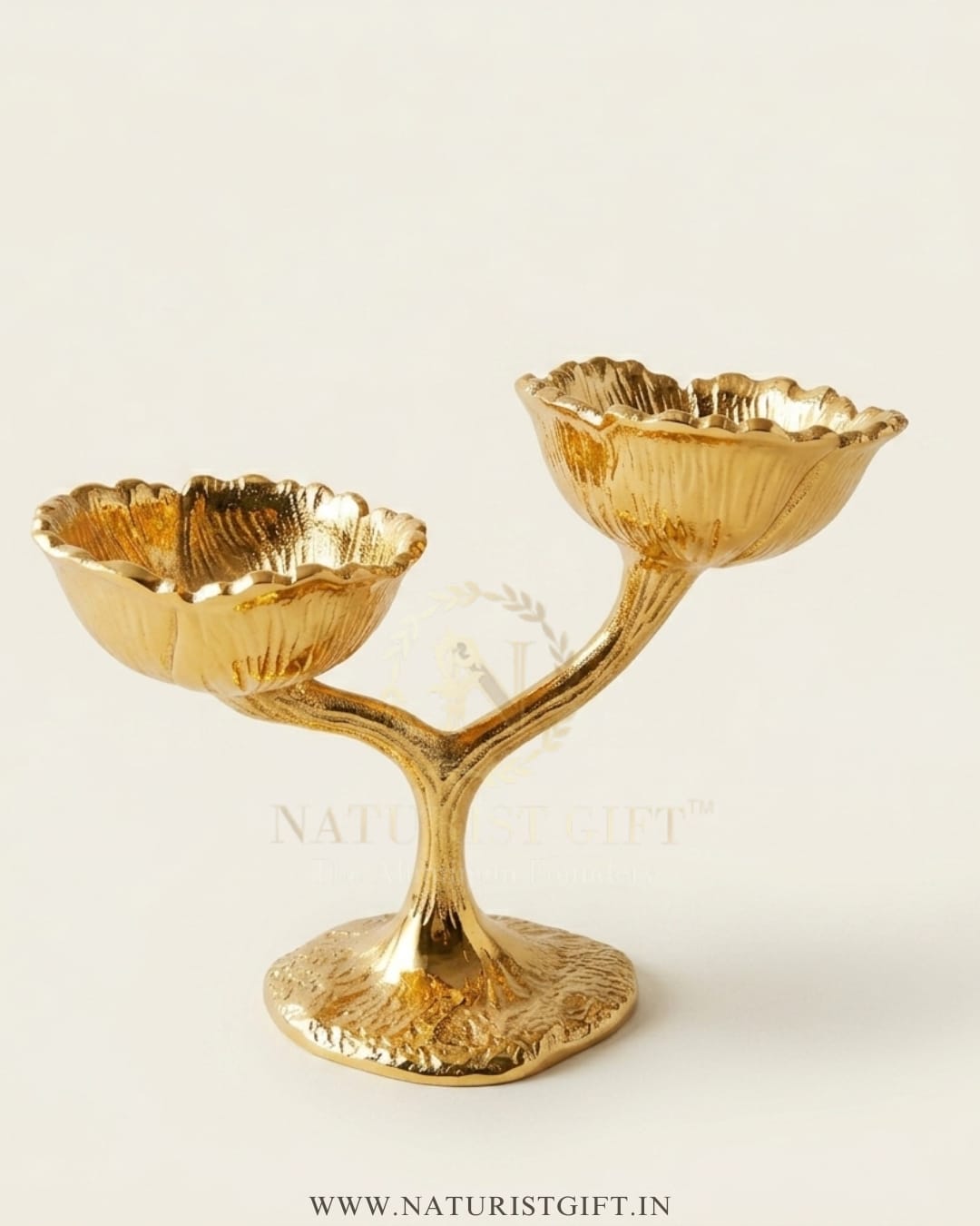 Elegant Gold Two-Tiered Tree Branch Nut Bowl - Image 2