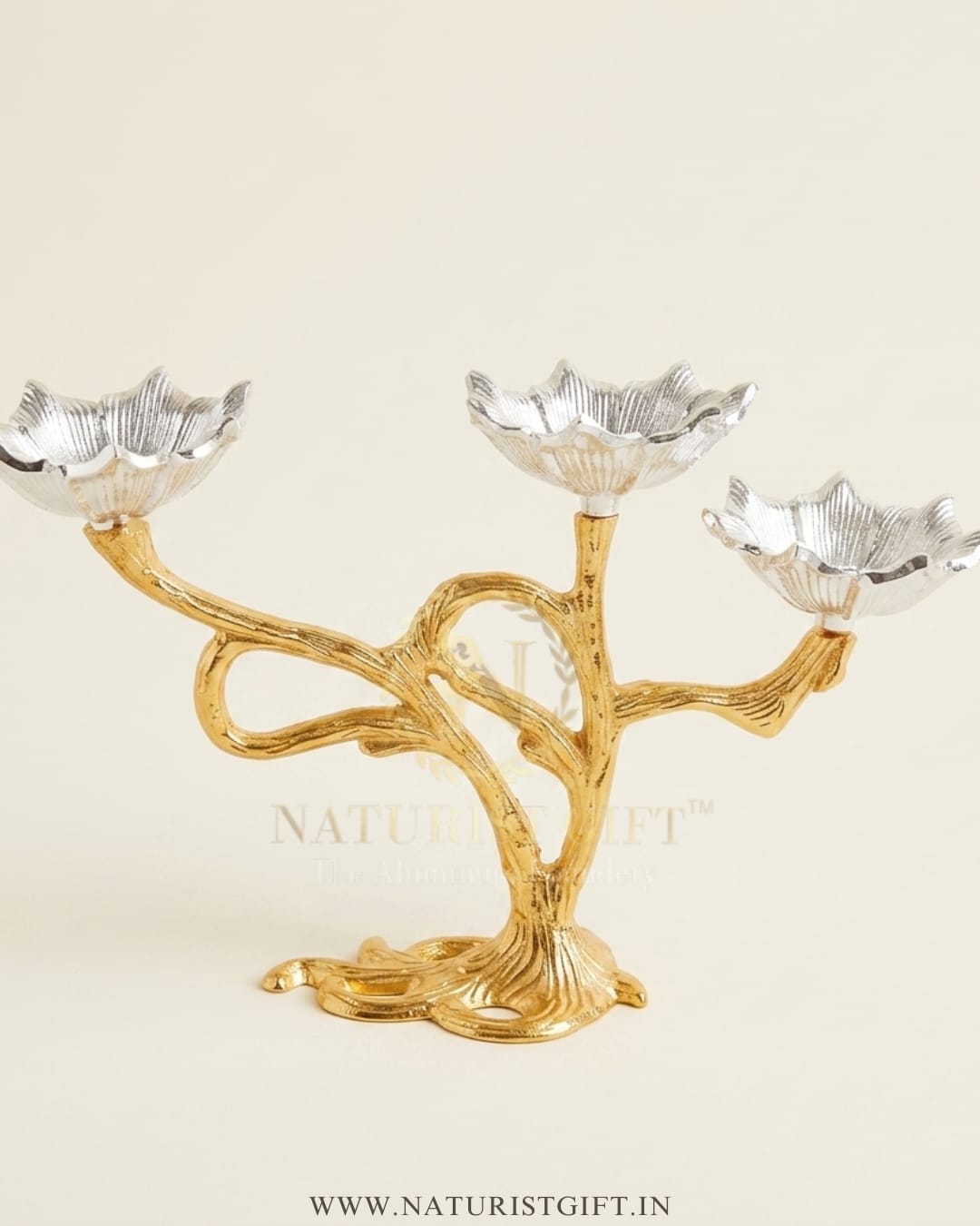 Luxury Gold & Silver Tree-Inspired Nut Serving Stand - Image 2