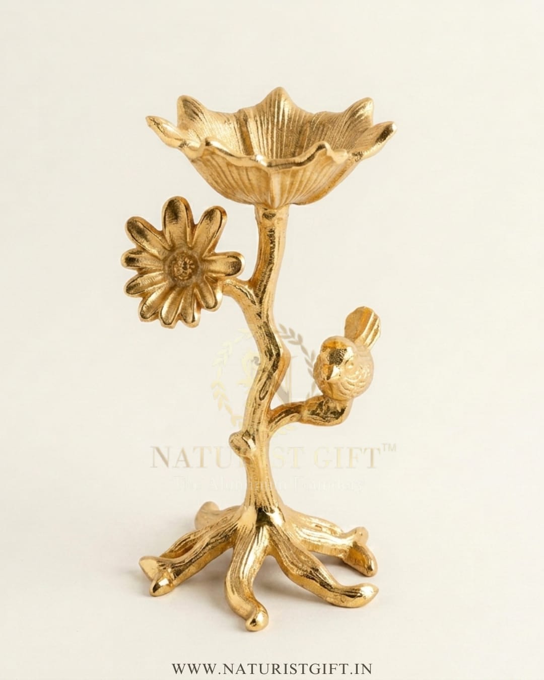 Elegant Brass-Finish Nut Stand for Tabletop Deco - Image 2