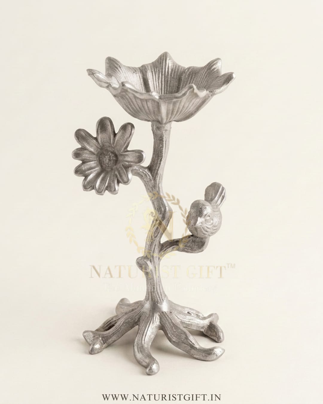 Elegant Brass-Finish Nut Stand for Tabletop Deco