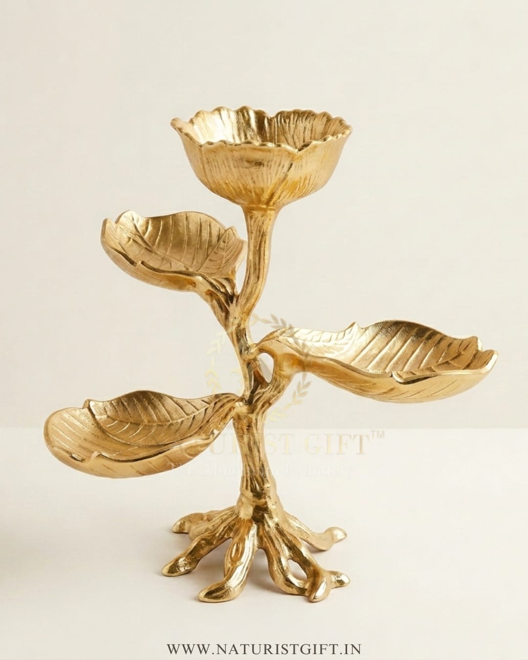 Luxury Gold Finish Four-Tier Nut and Appetizer Server - Image 2