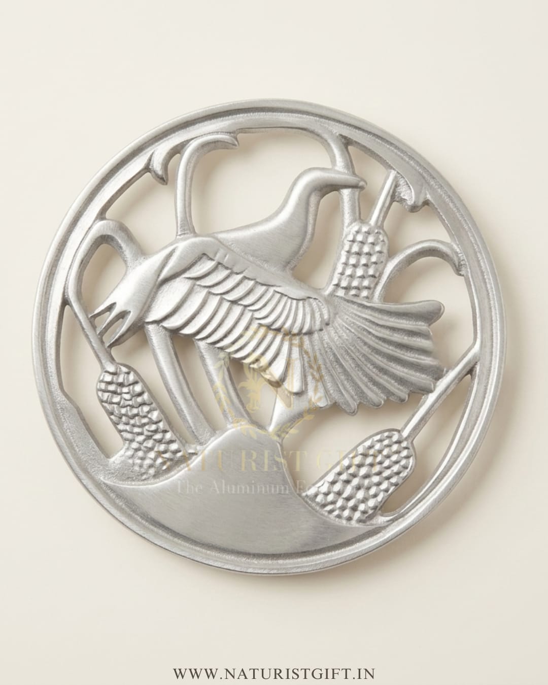 The Crane Amidst Cattails Trivet