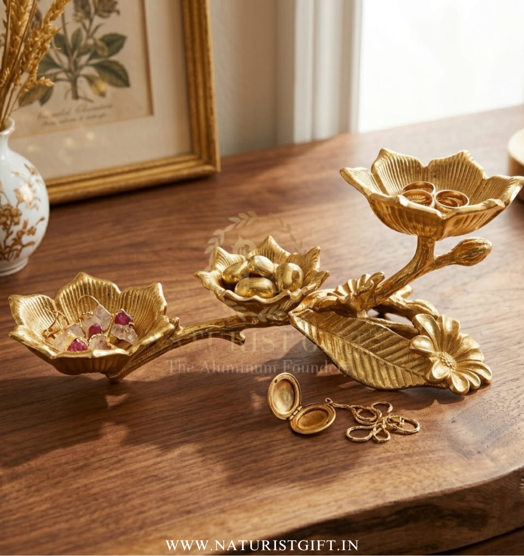 Naturist Gift™ Botanical Golden Jewelry Stand and Decor Set - Image 3