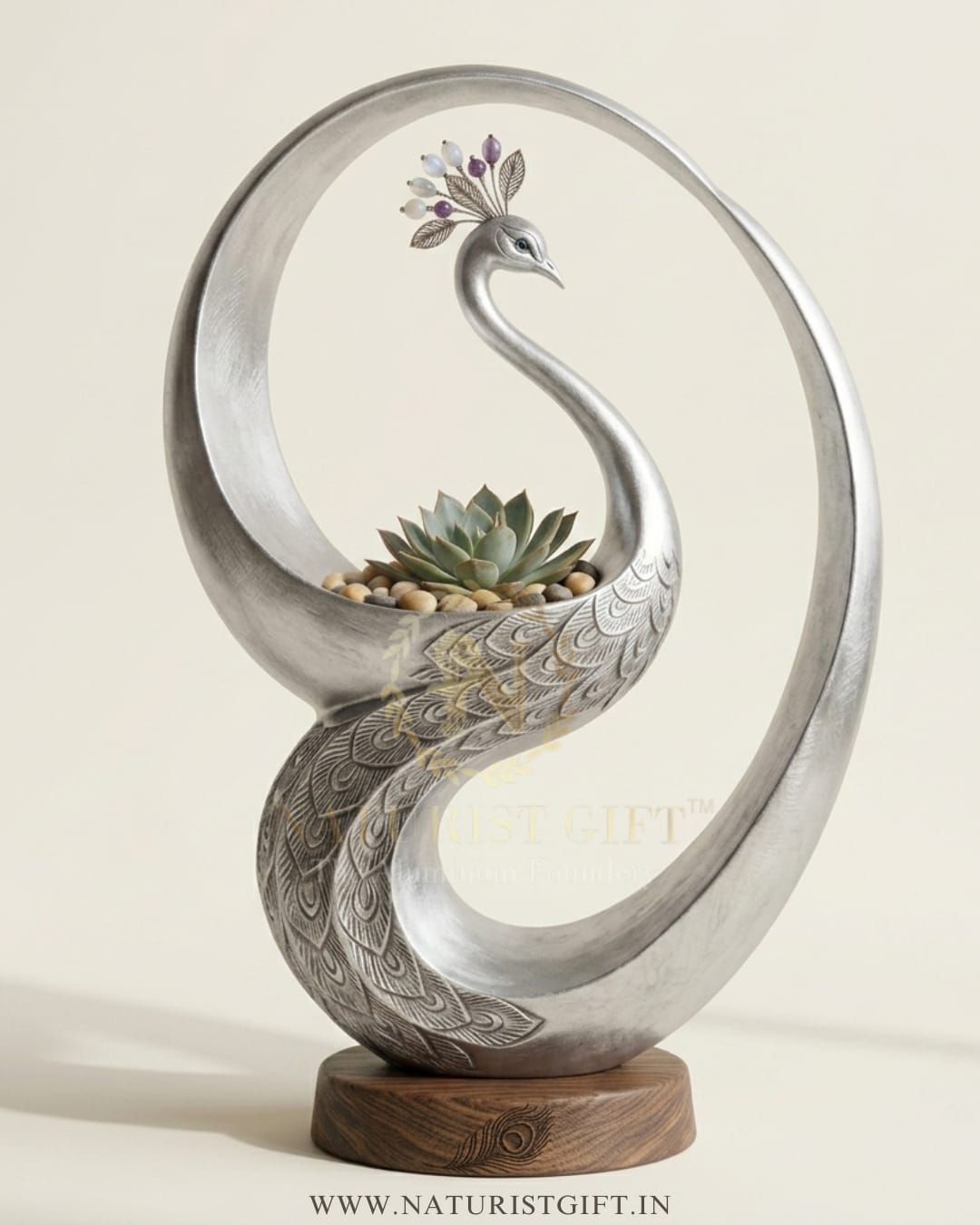 The Peacock Grace Succulent Planter by Naturist Gift™