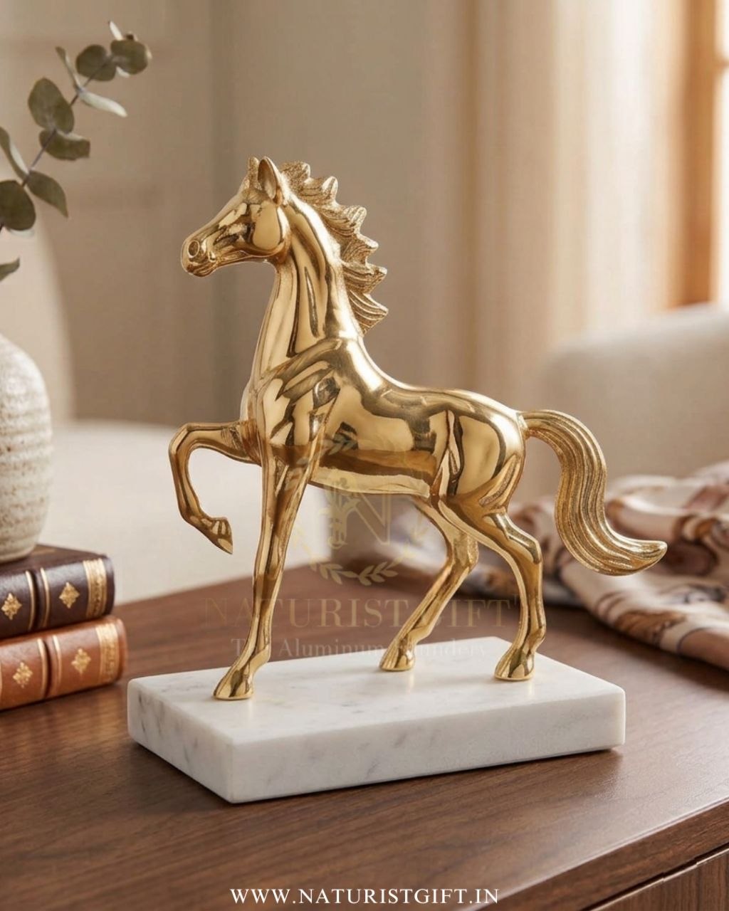 Golden Elegance Horse Statue - Image 3