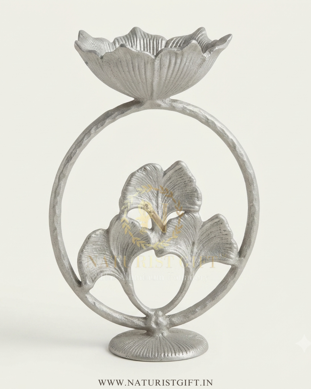Handcrafted Gold-Finish Floral Nut Bowl