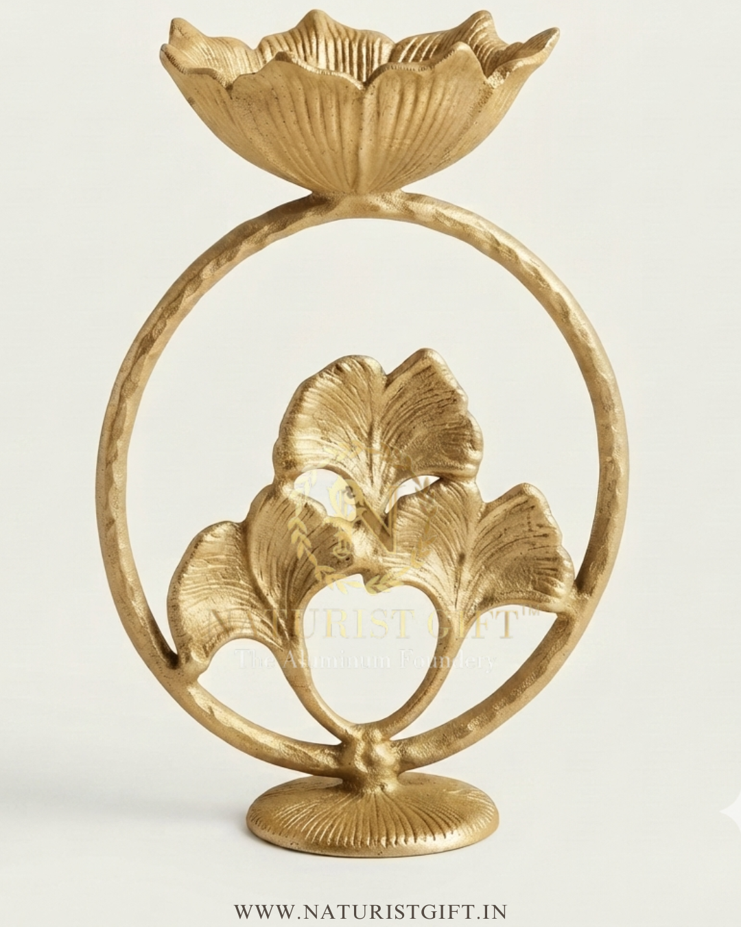 Handcrafted Gold-Finish Floral Nut Bowl - Image 2