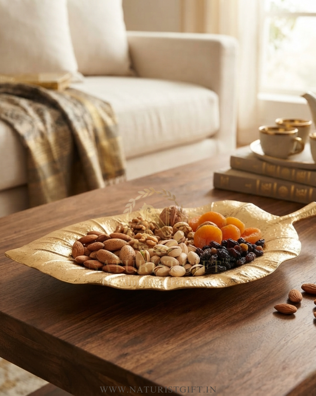 Handcrafted Gold-Plated Leaf Platter - Image 3