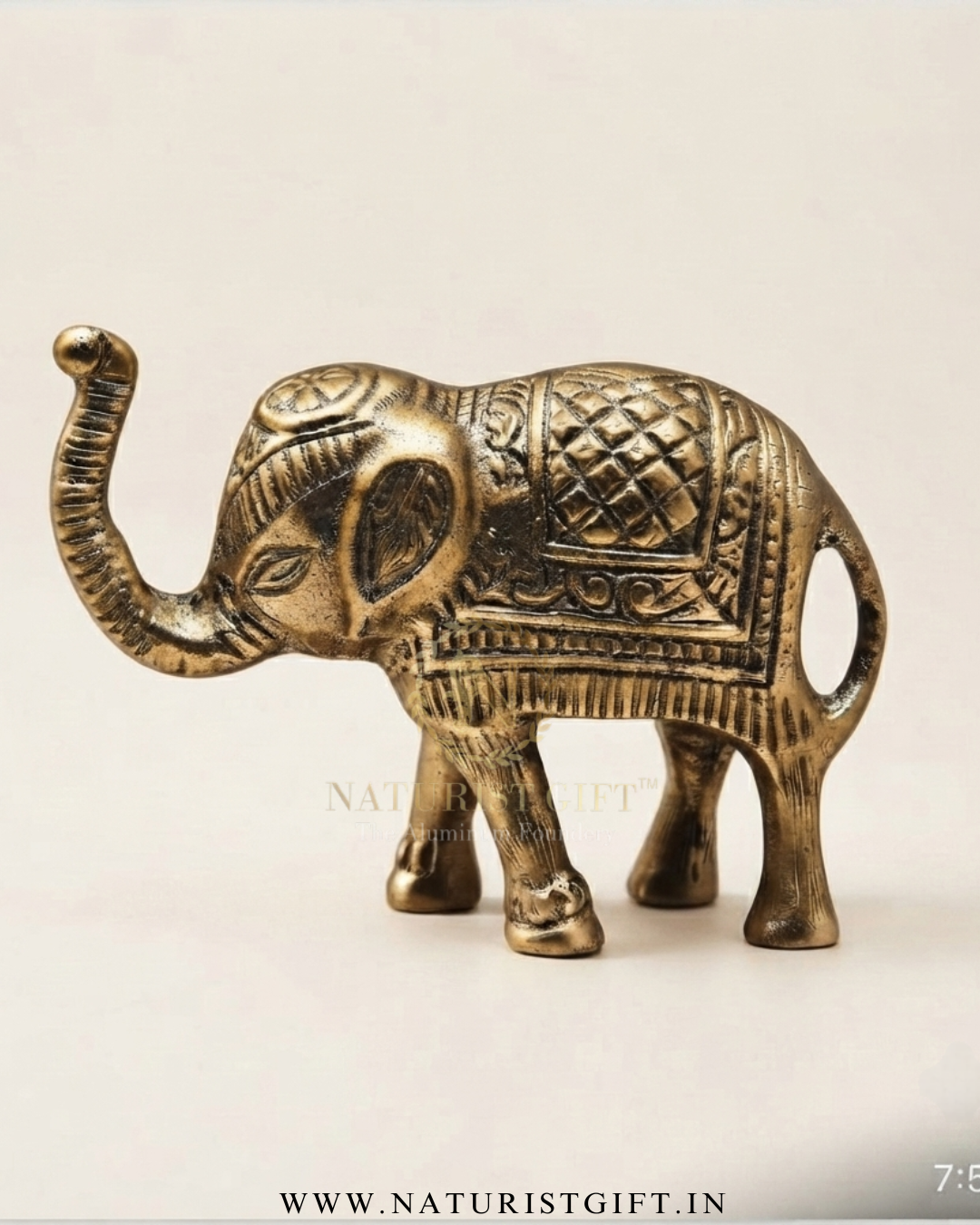 Ornate Antique Brass Elephant Table Figurine - Image 2