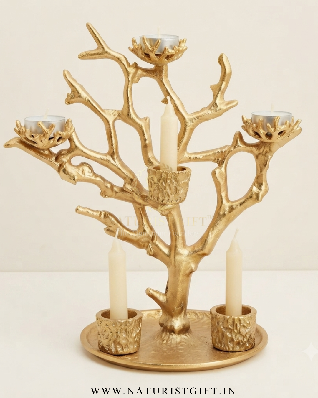 Gold-Finish Tree Branch 6-Light Candle Holder - Image 2